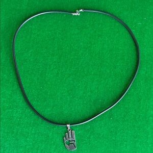 Vintage Taxco Mexico 950 Sterling Silver hand pendant with black cord necklace